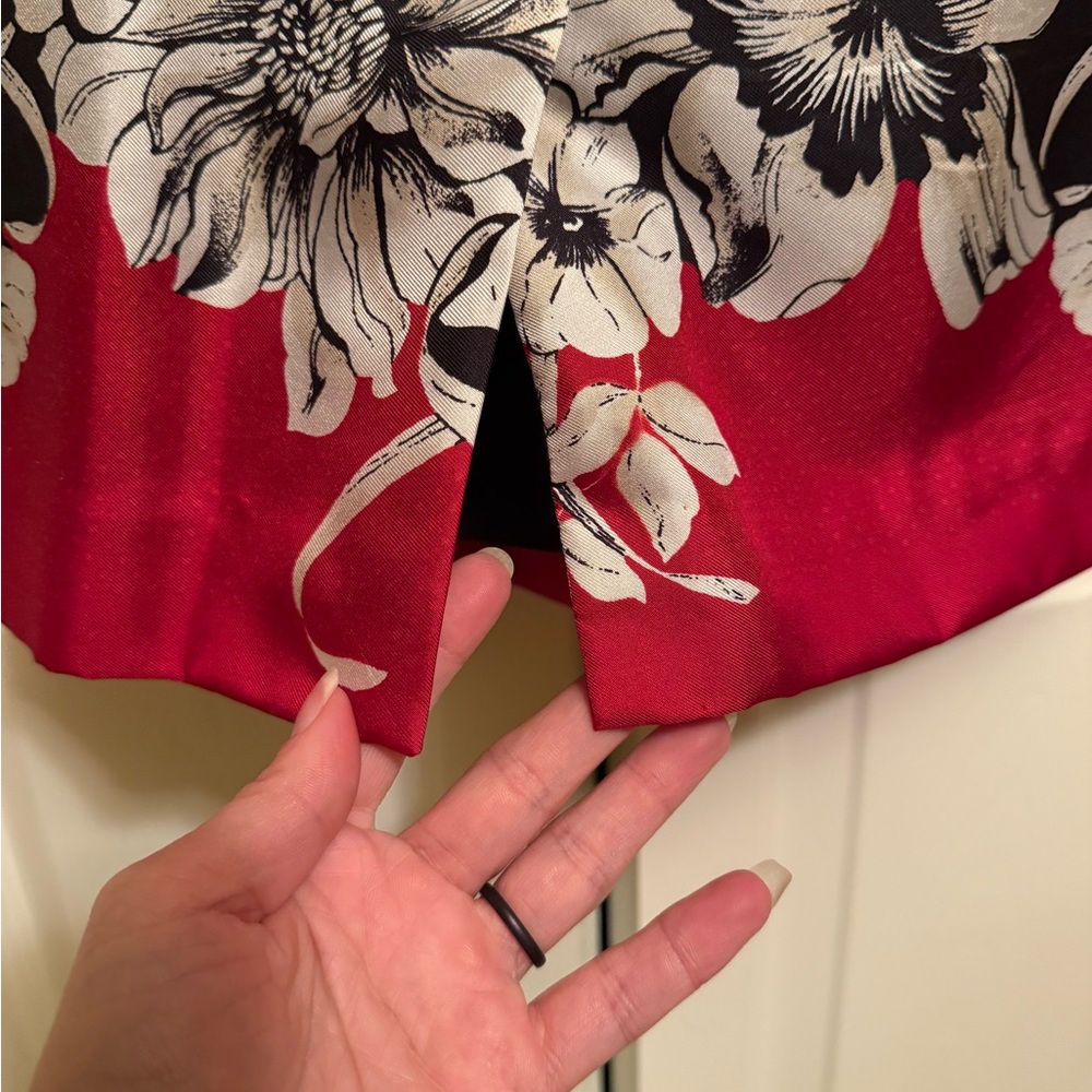 White House Black Market Strapless Red and Black Floral Dress - Picture 4 of 6